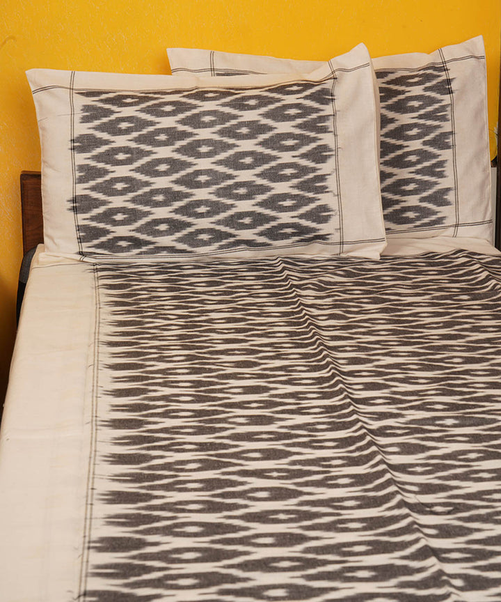 Grey handloom pochampally ikat cotton bedsheet