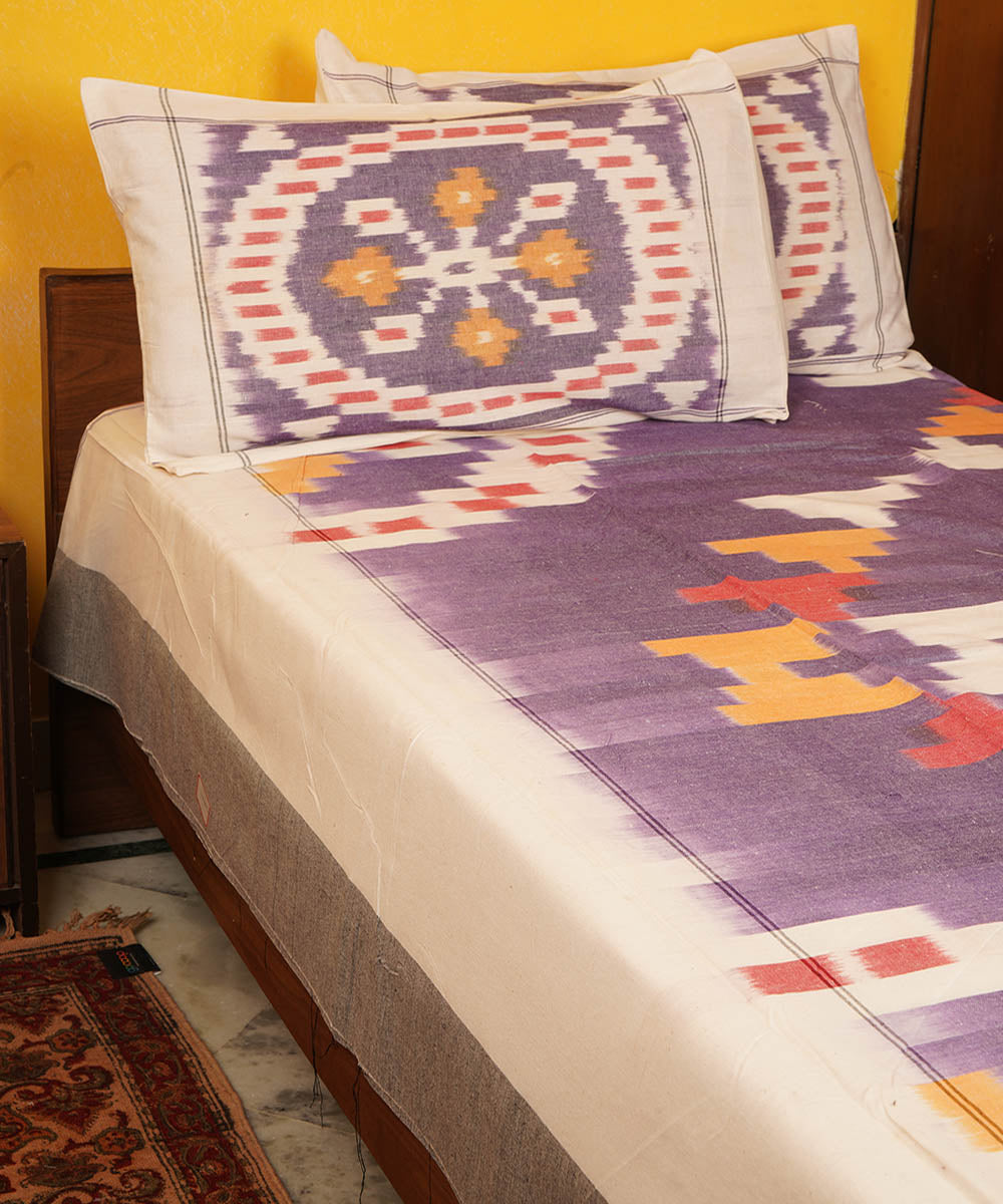 Multicolor handloom pochampally ikat cotton double bedsheet