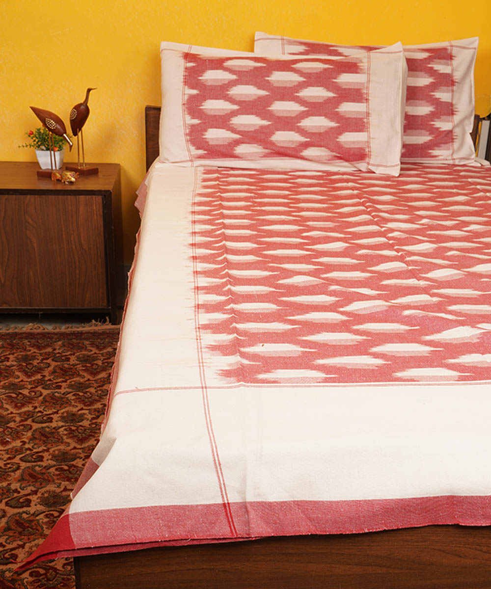 Pink handloom pochampally ikat cotton double bedsheet