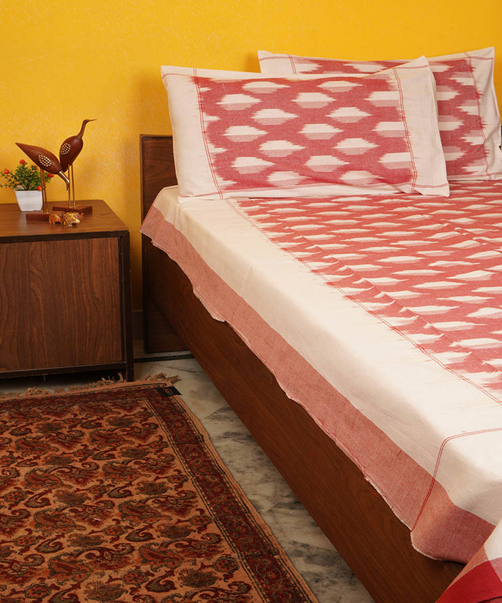 Pink handloom pochampally ikat cotton double bedsheet