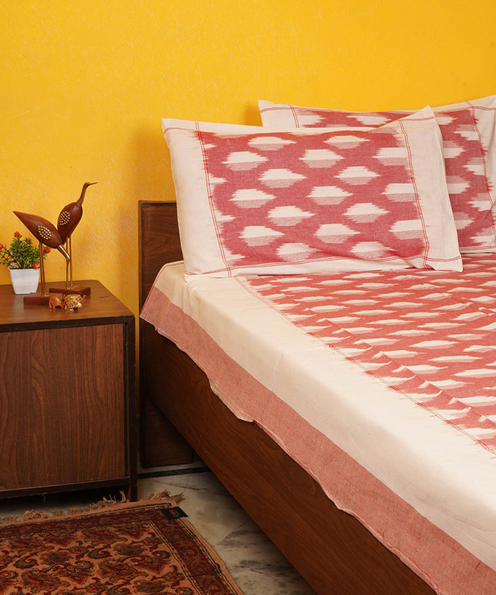 Pink handloom pochampally ikat cotton double bedsheet