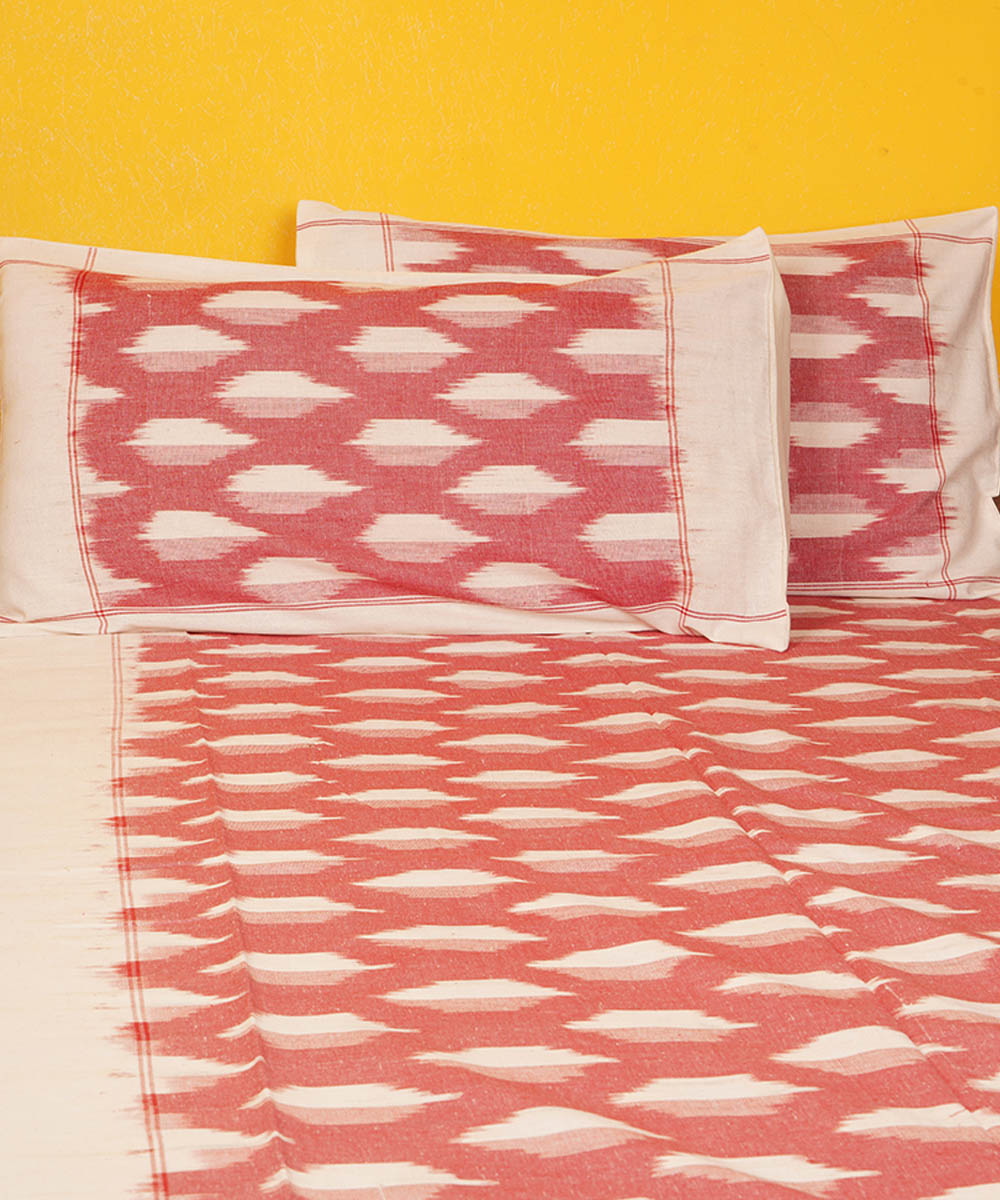 Pink handloom pochampally ikat cotton double bedsheet