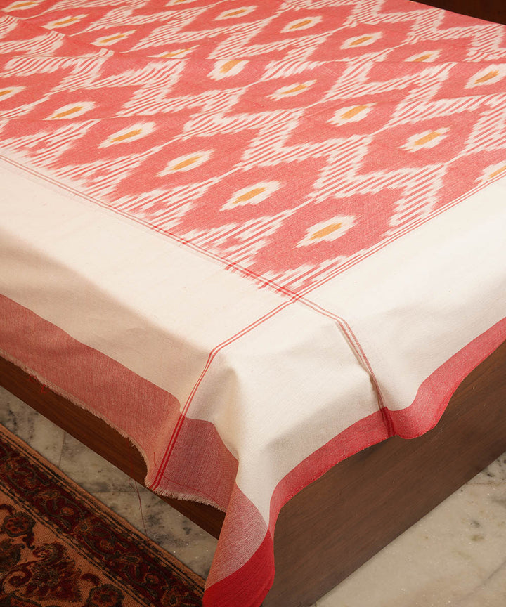 Pink handwoven pochampally cotton double bedsheet