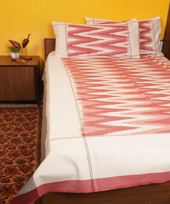 Pink light handloom pochampally ikat cotton double bedsheet