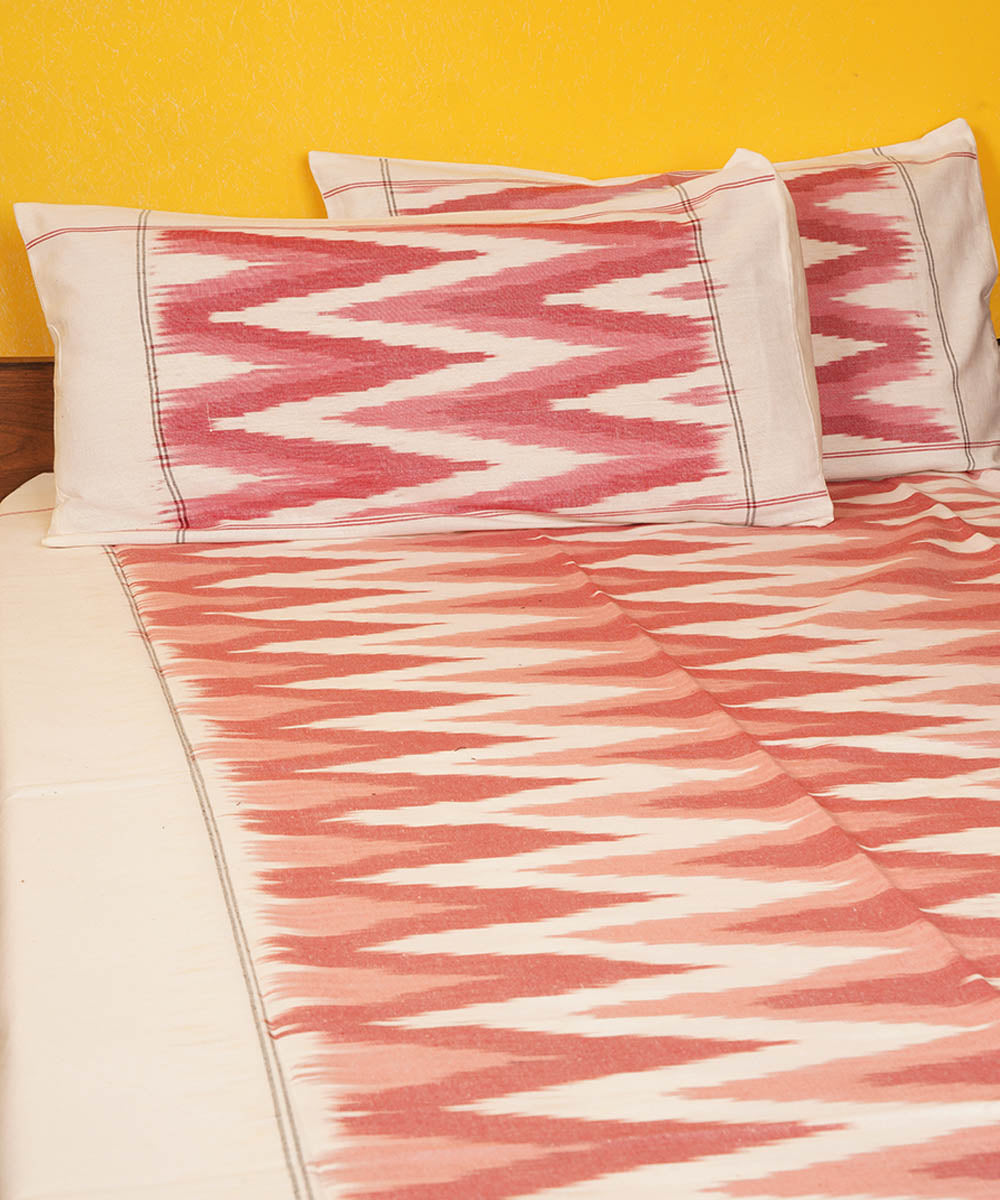 Pink light handloom pochampally ikat cotton double bedsheet