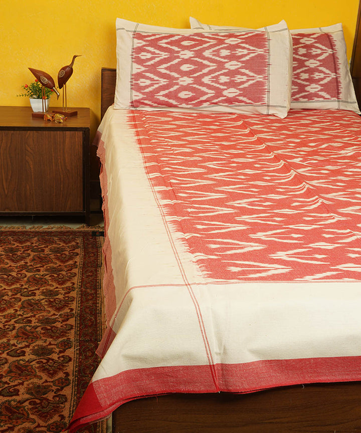 Pink handloom pochampally ikat cotton double bedsheet