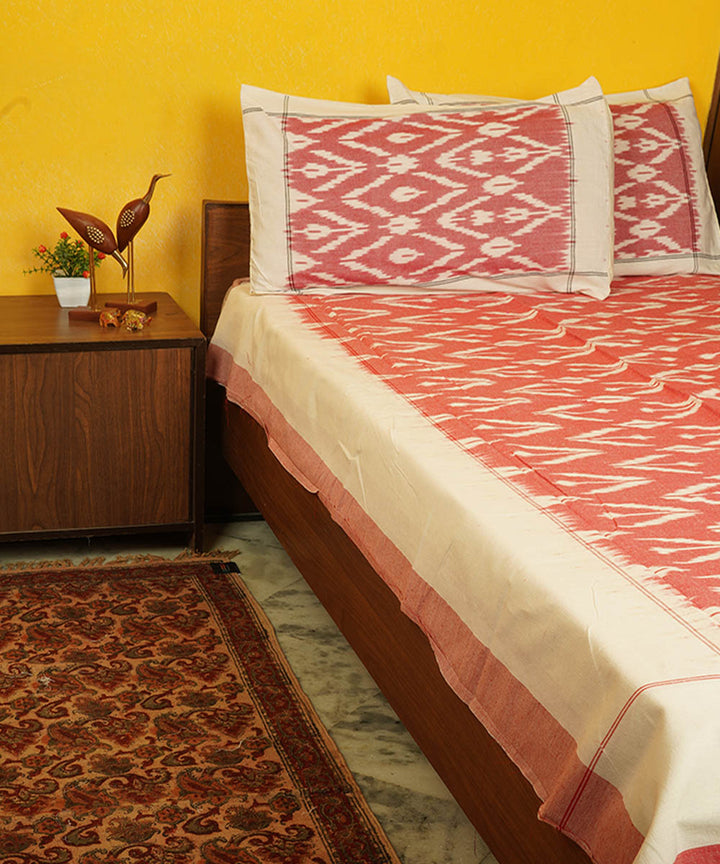 Pink handloom pochampally ikat cotton double bedsheet