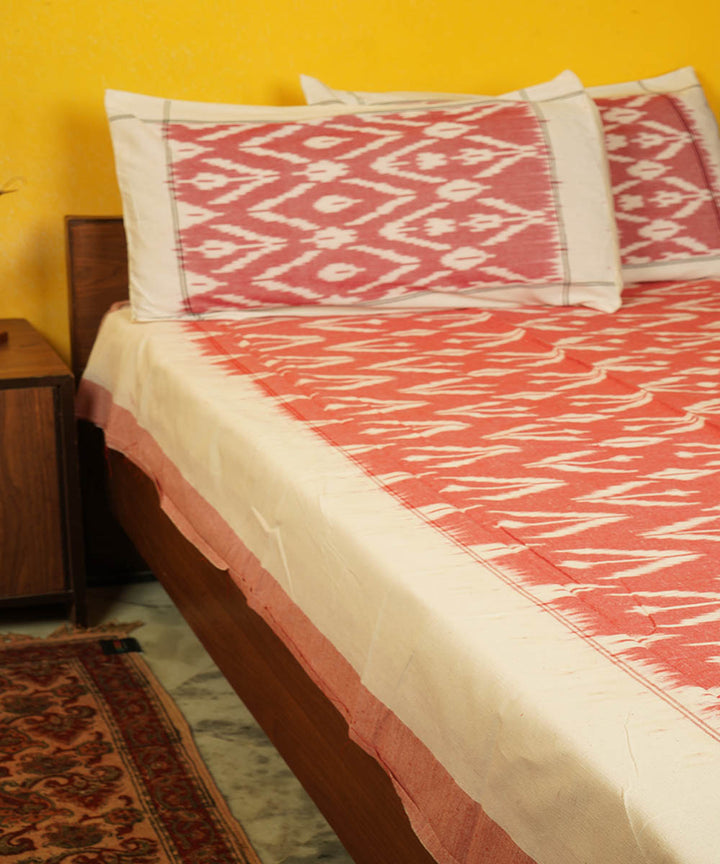 Pink handloom pochampally ikat cotton double bedsheet