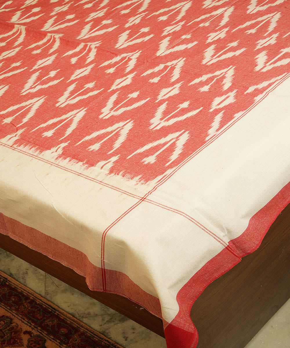 Pink handloom pochampally ikat cotton double bedsheet