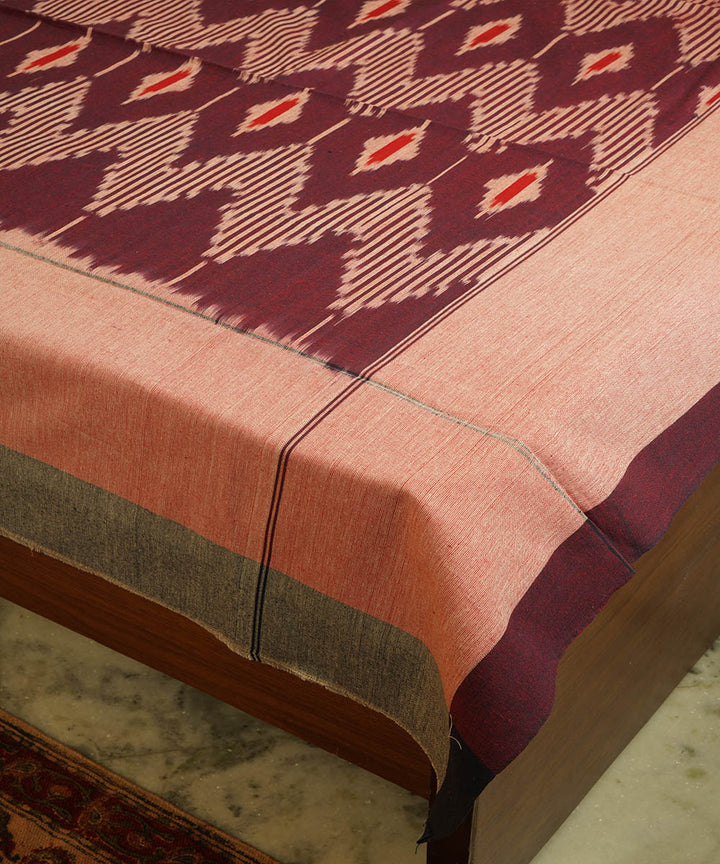 Maroon purple handloom pochampally ikat cotton double bedsheet