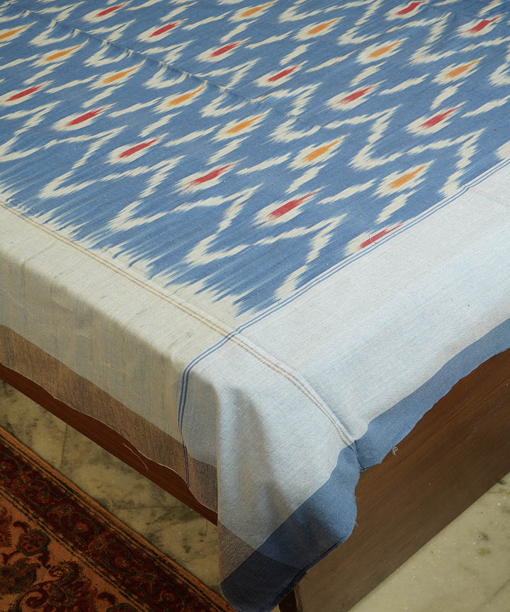 Ink blue handloom pochampally ikat cotton bedsheet