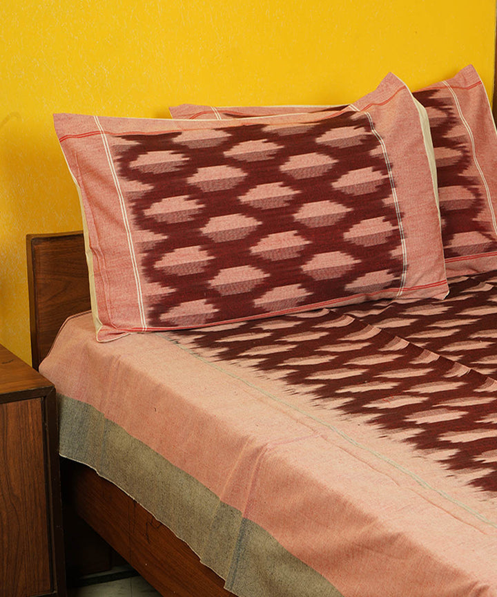 Maroon handloom pochampally cotton double bedsheet