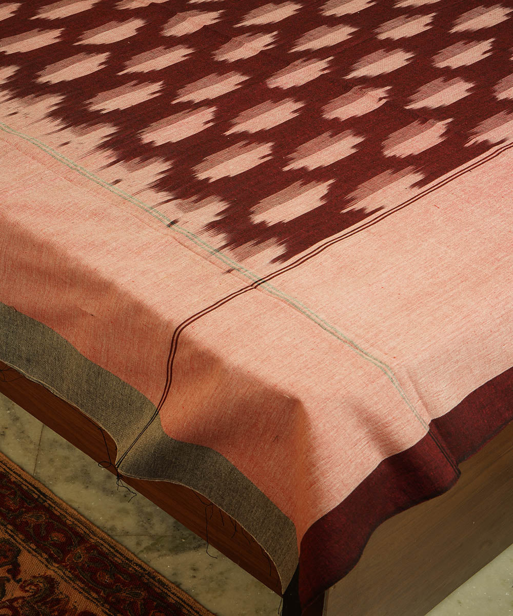 Maroon handloom pochampally cotton double bedsheet