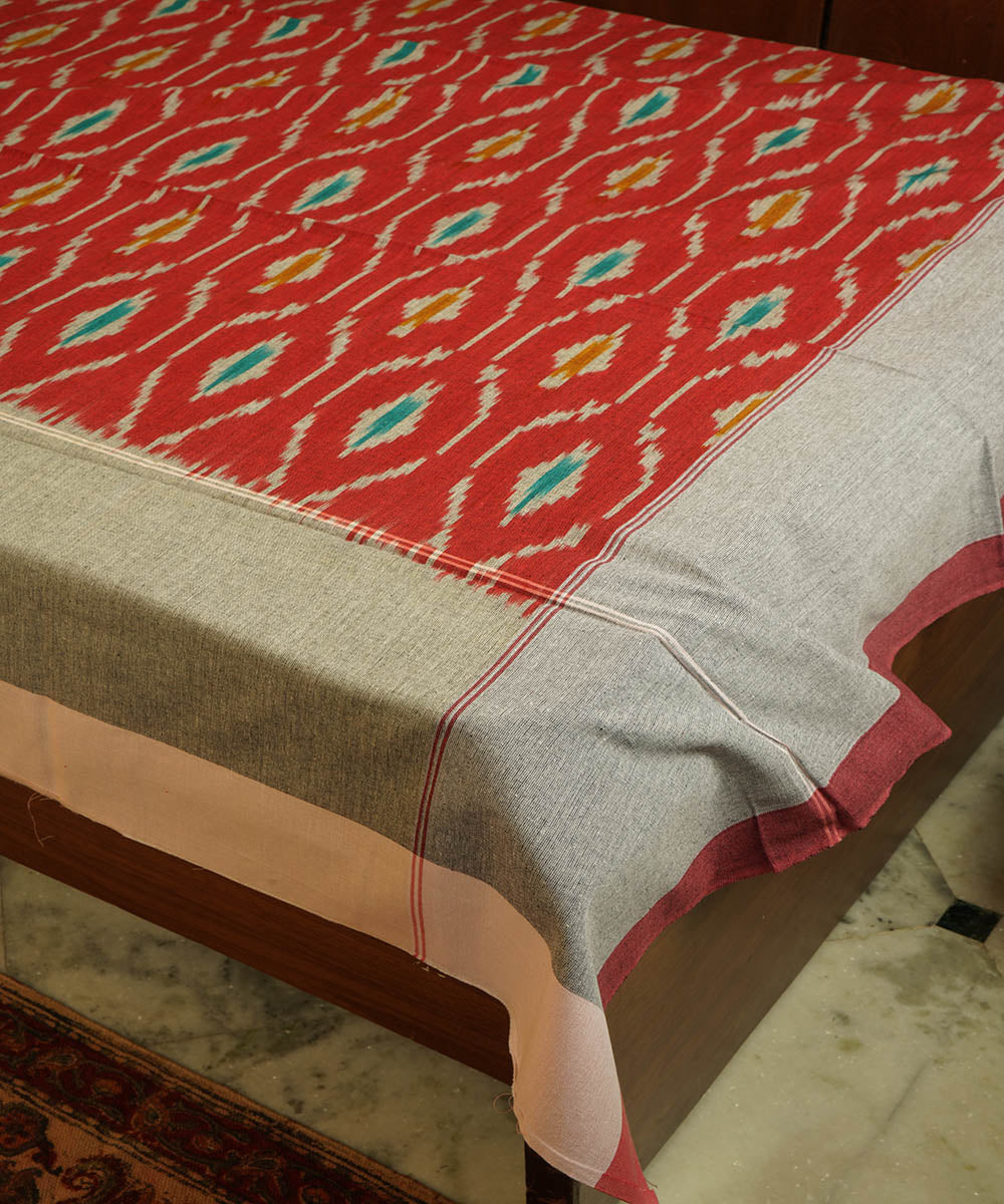 Red handloom pochampally cotton bedsheet