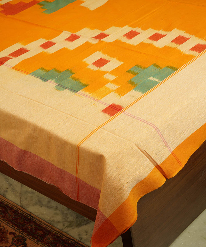 Yellow handloom pochampally ikat cotton bedsheet