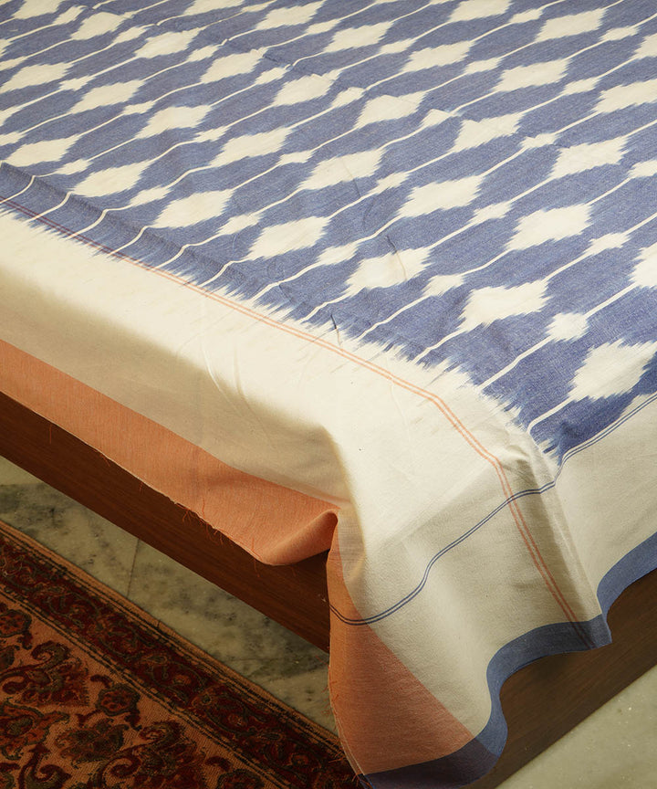 Royal blue handloom pochampally ikat cotton bedsheet