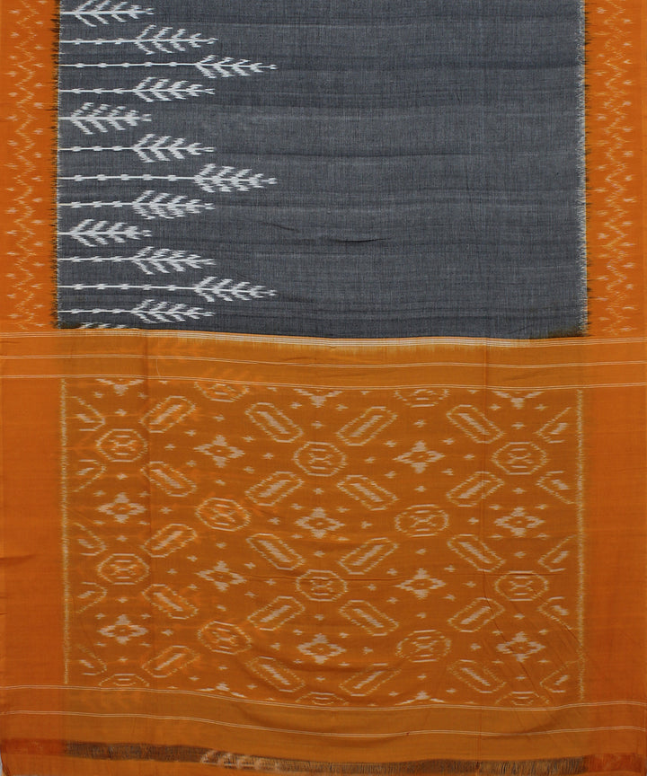 Grey yellow handloom pochampally ikat cotton saree