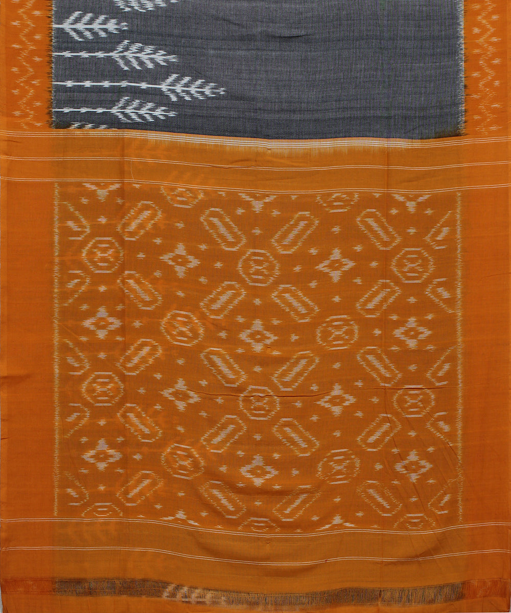 Grey yellow handloom pochampally ikat cotton saree