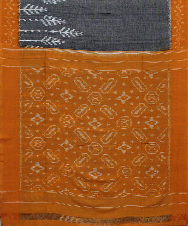 Grey yellow handloom pochampally ikat cotton saree