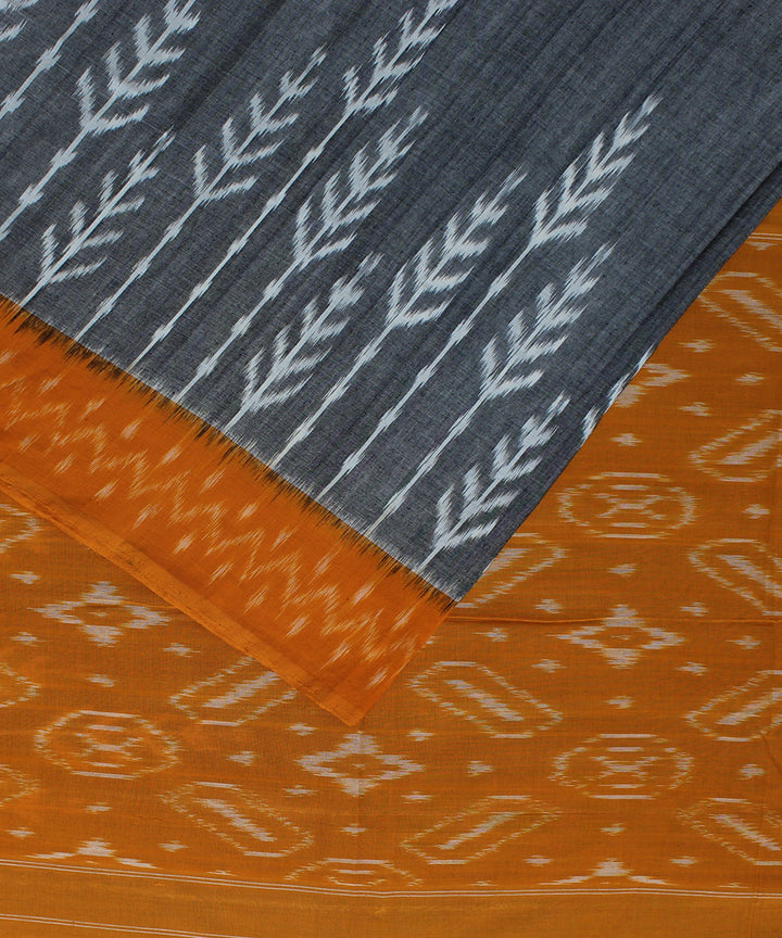 Grey yellow handloom pochampally ikat cotton saree