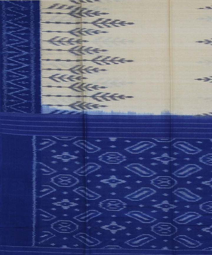 Beige blue handloom pochampally ikat cotton saree