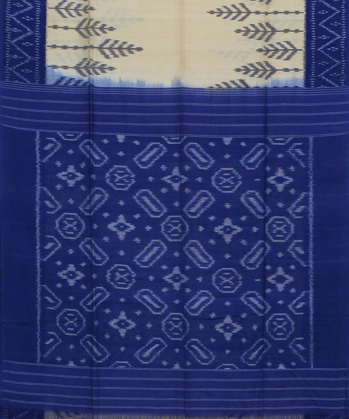 Beige blue handloom pochampally ikat cotton saree