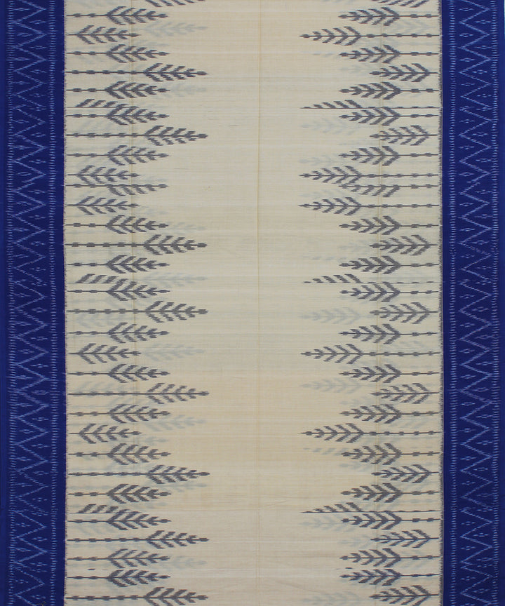 Beige blue handloom pochampally ikat cotton saree