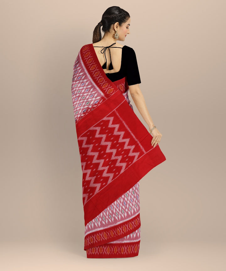 Pink red handloom pochampally cotton ikat saree