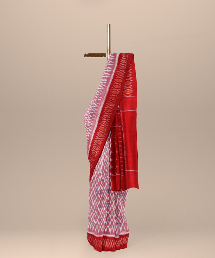 Pink red handloom pochampally cotton ikat saree