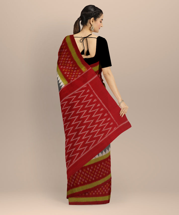 Grey maroon handloom pochampally ikat cotton saree