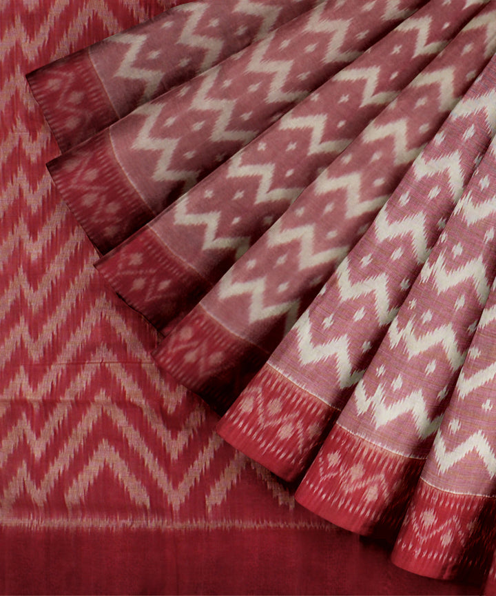 Pink red handloom pochampally ikat cotton saree