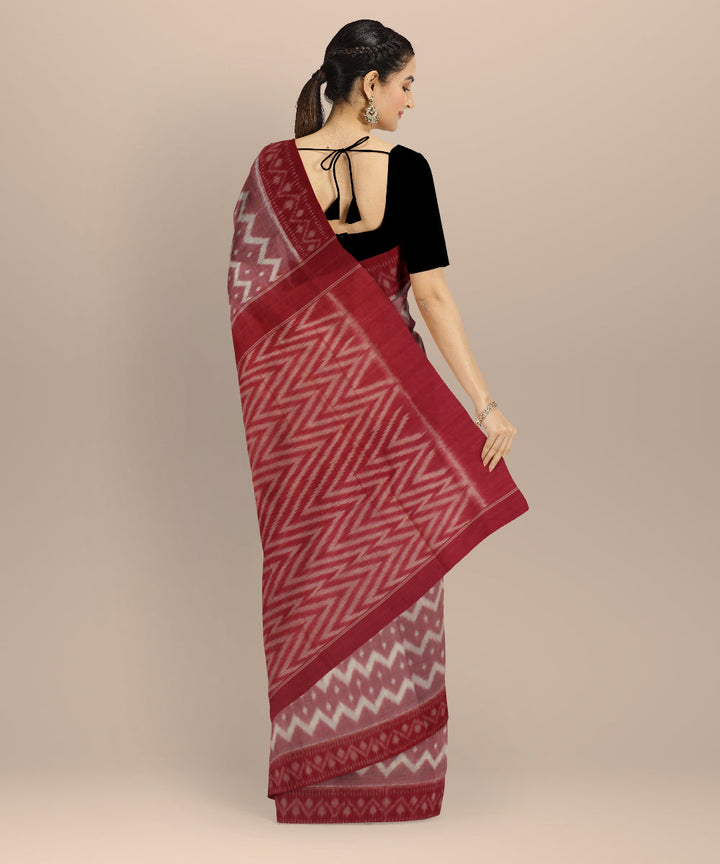 Pink red handloom pochampally ikat cotton saree
