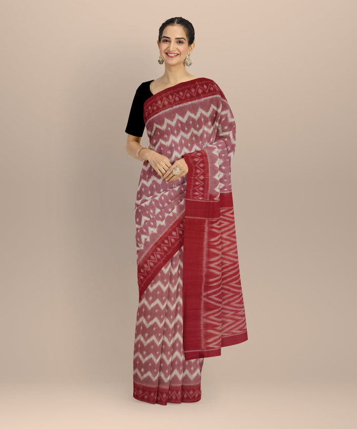 Pink red handloom pochampally ikat cotton saree