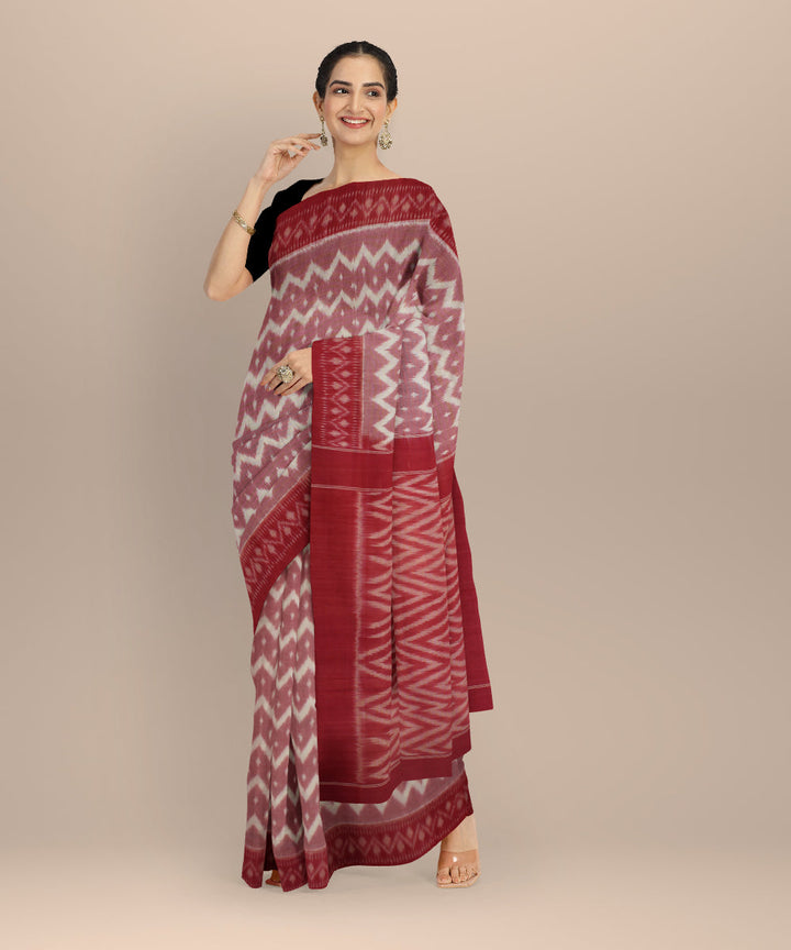 Pink red handloom pochampally ikat cotton saree