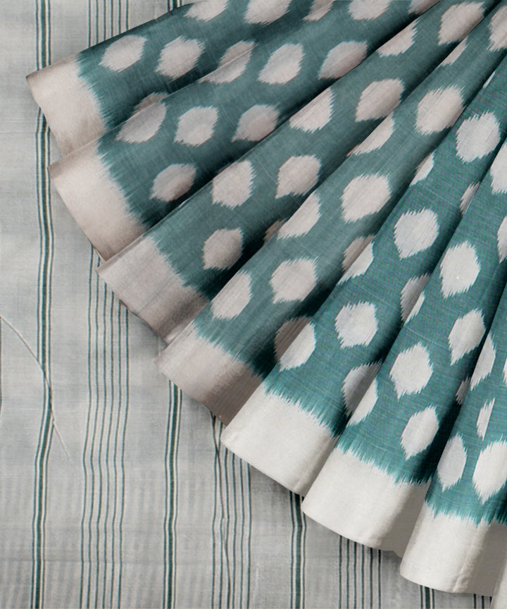 Light green cream handloom pochampally ikat cotton saree