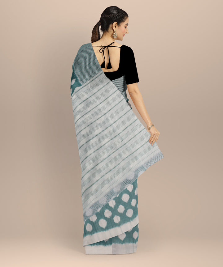 Light green cream handloom pochampally ikat cotton saree