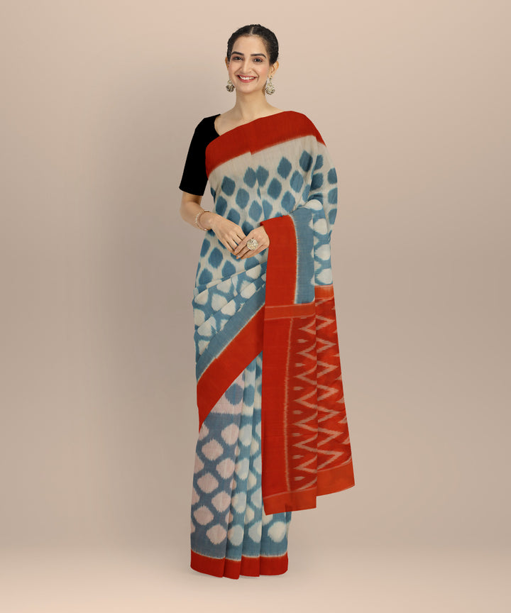 Multicolor pochampally ikat handloom cotton saree