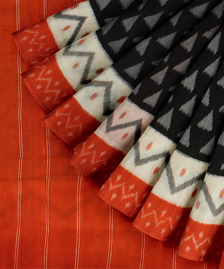 Multicolor black handloom pochampally ikat cotton saree