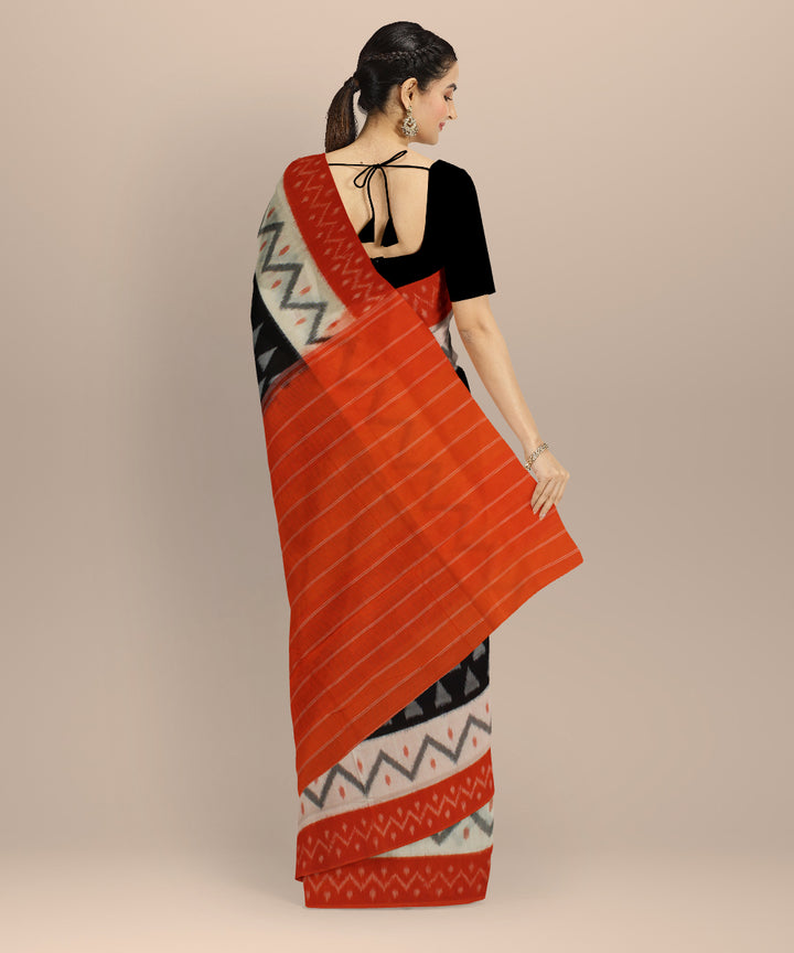 Multicolor black handloom pochampally ikat cotton saree