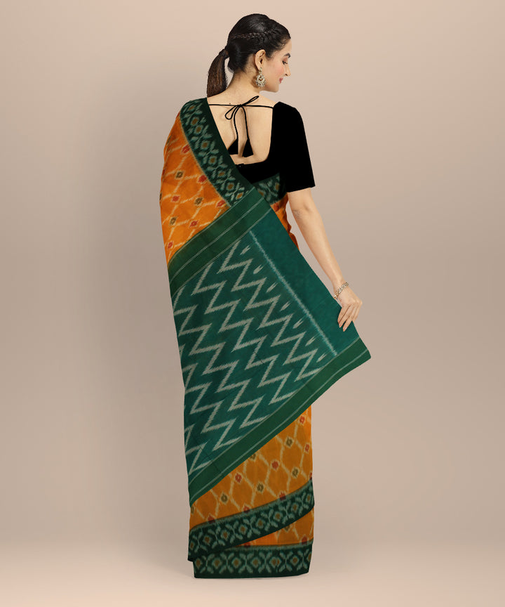 Yellow green handloom pochampally ikat cotton saree