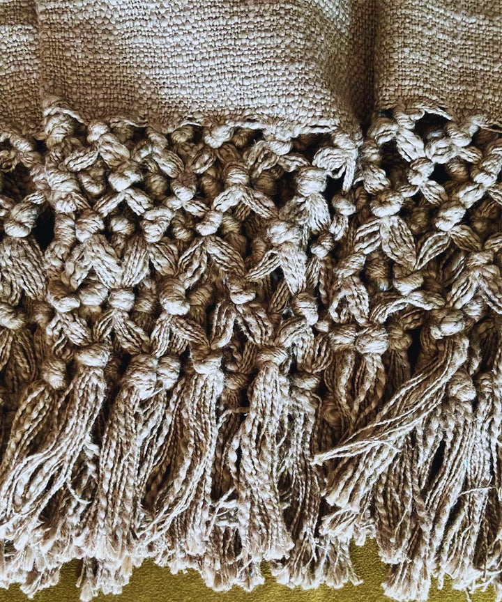 Grey hand woven slub cotton block print throw