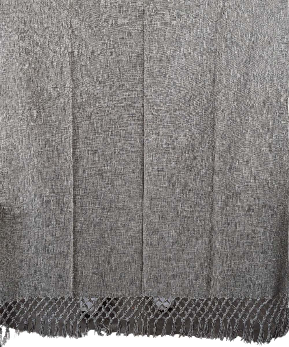Grey hand woven slub cotton block print throw
