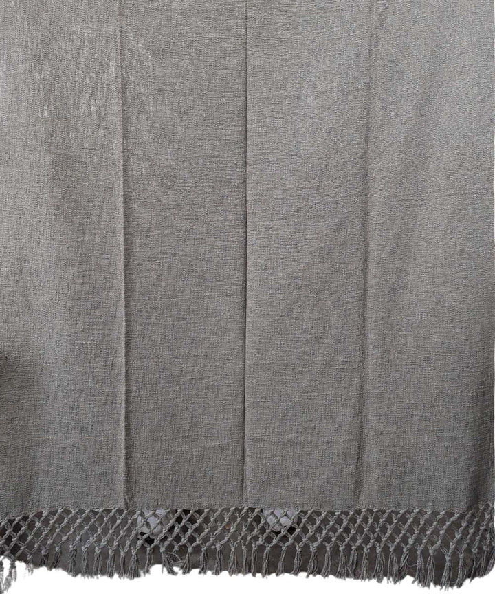 Grey hand woven slub cotton block print throw