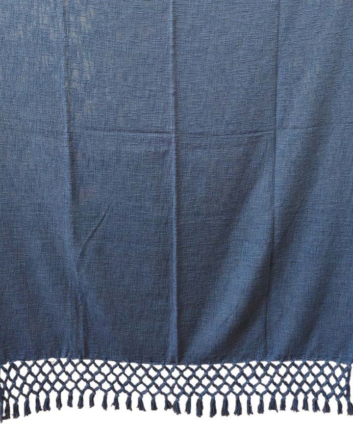 Blue hand woven slub cotton block print throw