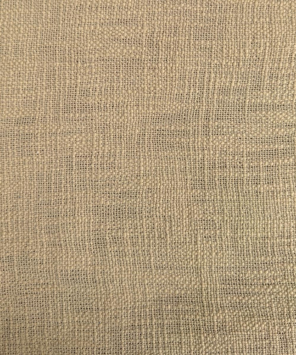 Beige brown hand embroidered slub cotton block print throw