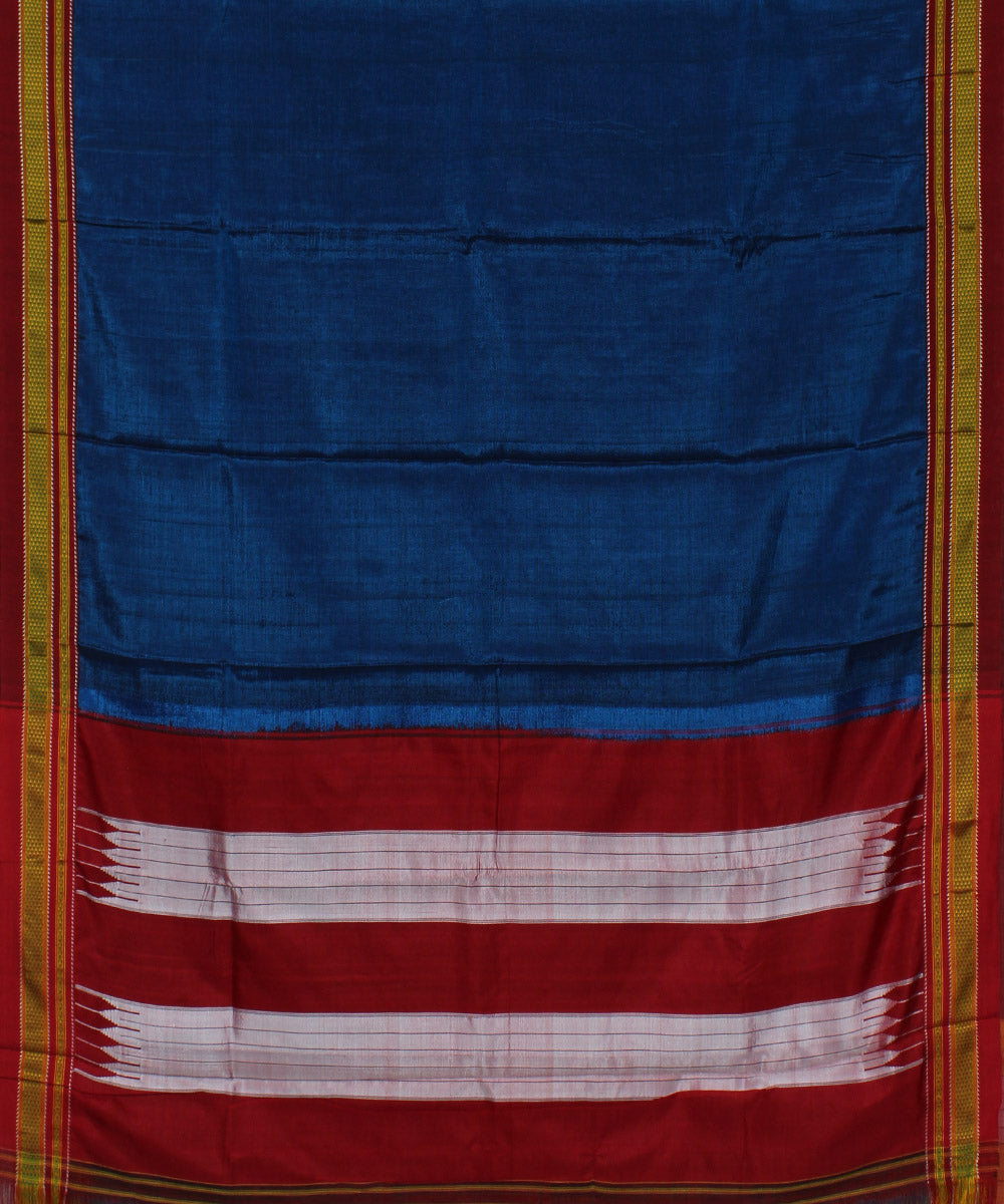 Blue red chikki paras cotton art silk handloom ilkal saree