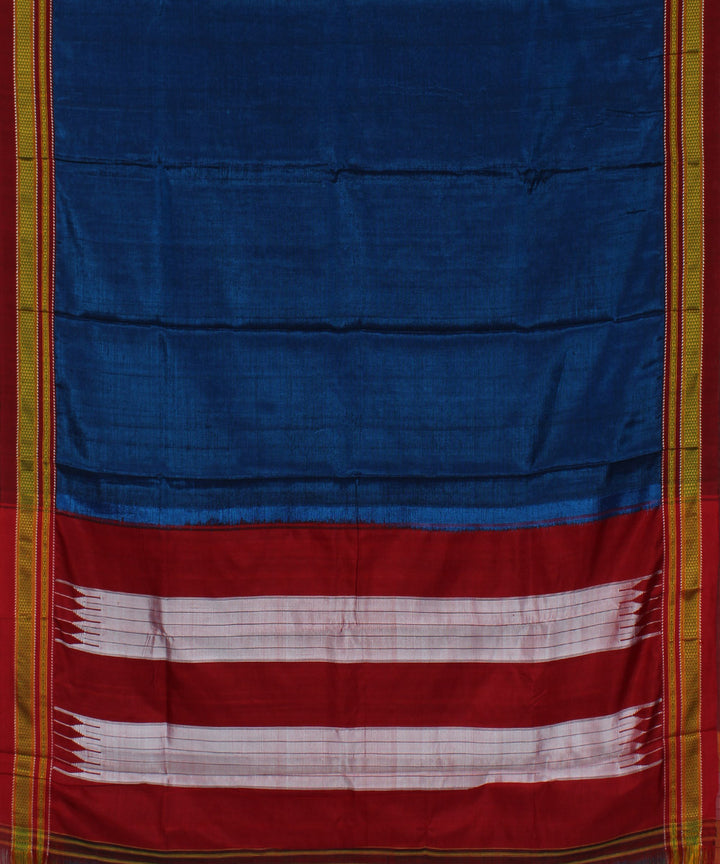 Blue red chikki paras cotton art silk handloom ilkal saree
