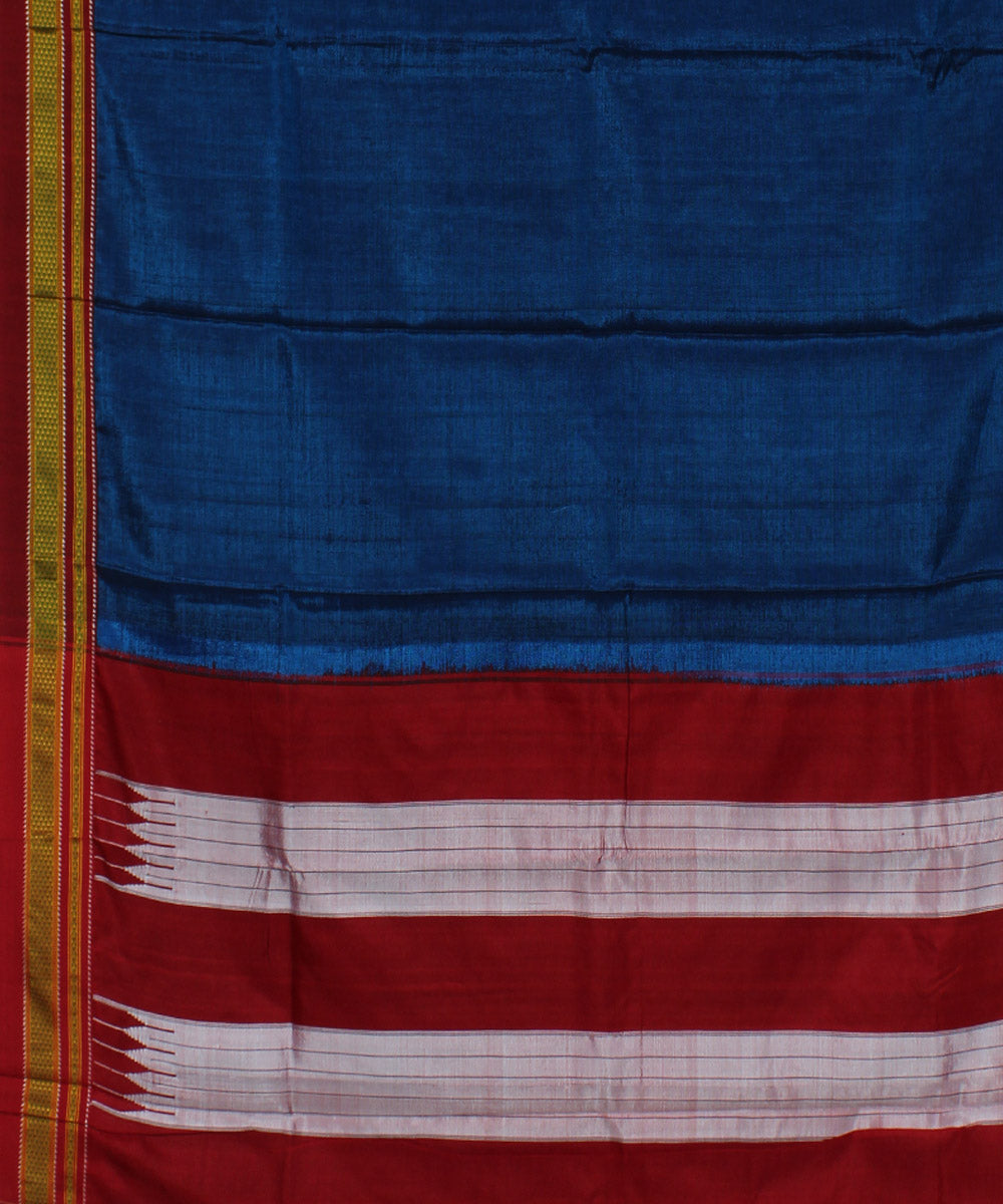 Blue red chikki paras cotton art silk handloom ilkal saree