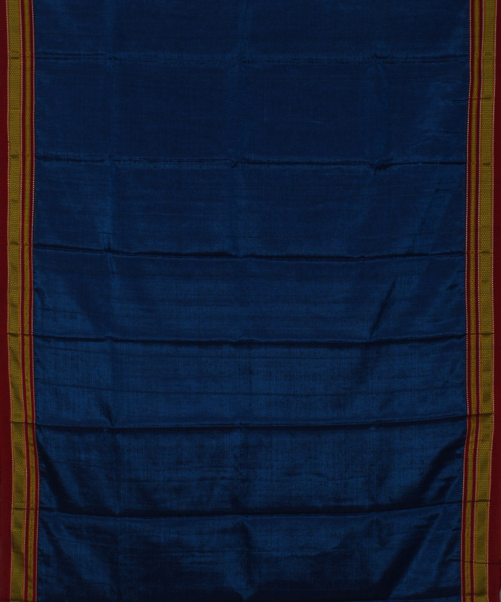 Blue red chikki paras cotton art silk handloom ilkal saree