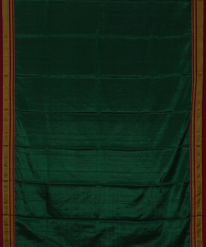 Dark green red chikki paras cotton art silk handloom ilkal saree